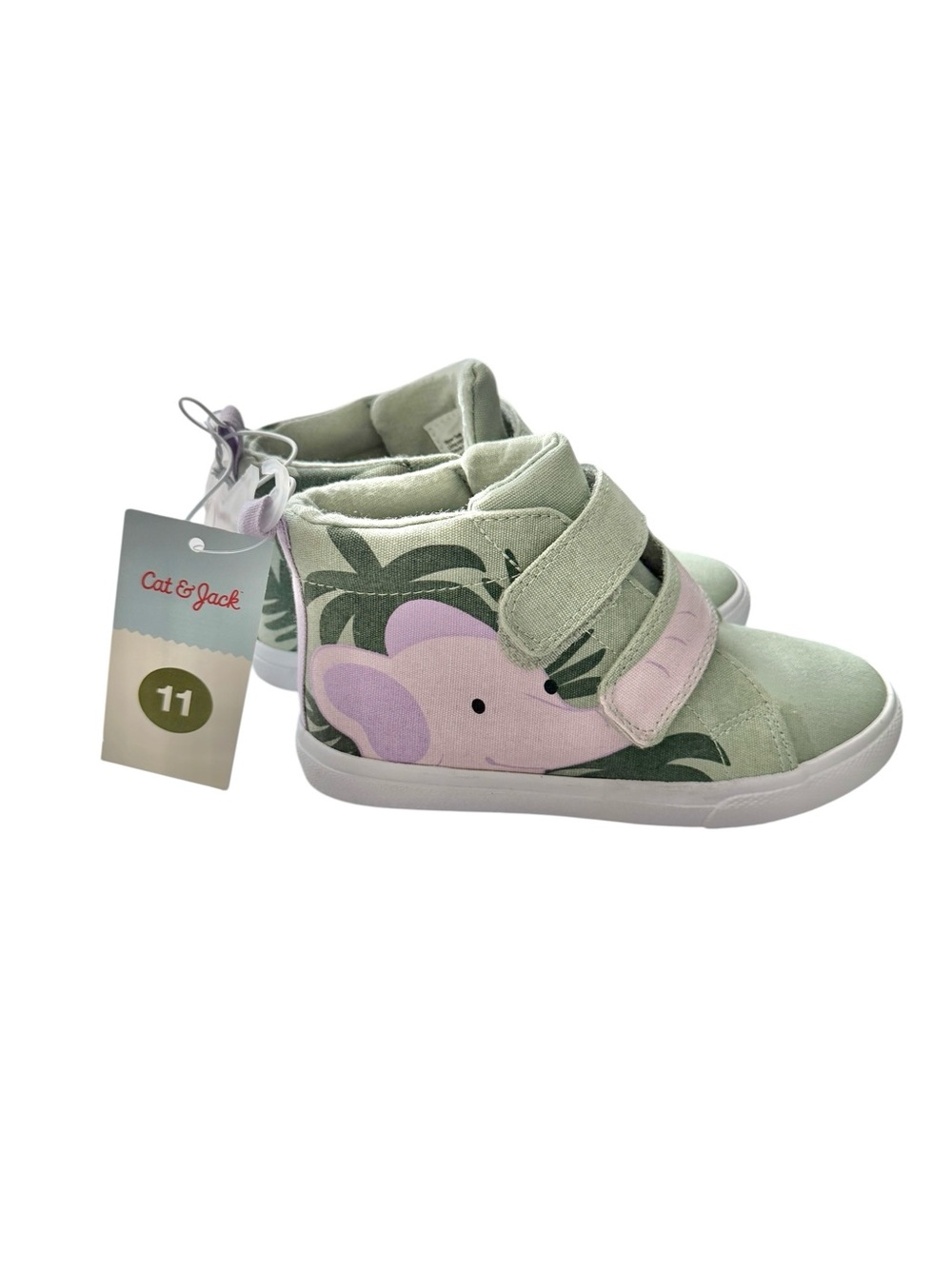 Cat & Jack Elephant High Top Sneakers Kids Size 11 Green Jungle Shoes NWT